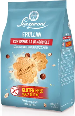 Zdjęcie produktu dla Frollini Senza Glutine Granella di Nocciole herbatniki bezglutenowe 200g - Lazzaroni