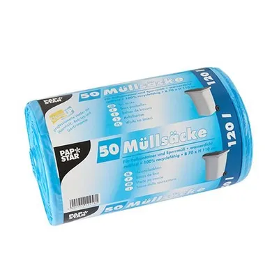 Produktbild von Müllsäcke, HDPE 120 l 110 cm x 70 cm blau 18 my