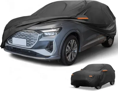 Image de Housse Voiture šŠtanche Toutes Saisons Pour Usage Automobile ExtšŠrieur Anti-Uv Soleil Pluie Protection Complššte ExtšŠrieure Pour Audi Q4 E-Tron 190T-Pu Noir Avec Fermeture šŠclair