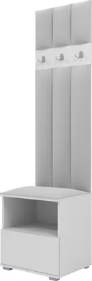 Produktbild von Garderoben-Set Nela IV LUX, gepolsterte Garderobe 50 cm mit Sitzbank, Wandpaneelen und Stauraum (Farbe: Weiß + Trinity 32)