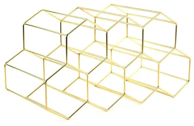 Immagine prodotto di Portabottiglie per vino con struttura robusta - Scaffale per vino in metallo - Scaffale per vino color oro rosa - Scaffale per vino autoportante - Decorazione per vino - Facile da pulire