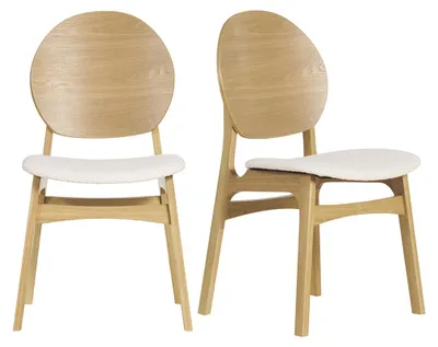 Produktbild von Miliboo - Skandinavische Stühle aus Stoff mit Bouclé-Wolleffekt und hellem Holz (2er-Set) ELTON