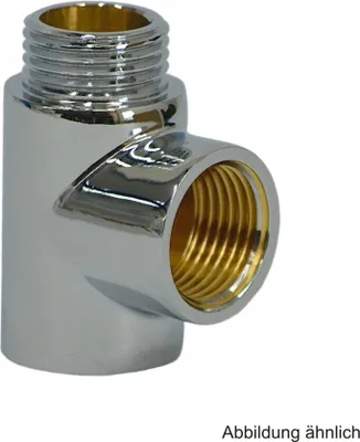 Produktbild von T-Stück, 1/2" AG x 1/2" IG x 1/2" IG, Messing verchromt