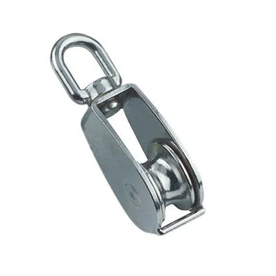 Produktbild von Seil-Block mit Wirbelauge 83mm, Edelstahl A2, Rolle aus Messing