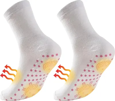 Productafbeelding van Verwarmde sokken - Thermosokken - Zelfverwarmende sokken - Antislip - Massagesokken - Ski-sokken - Universele maat - Wit - Wintersokken - Cadeau