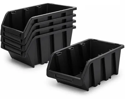 Image de Solidchoice - Boîtes de rangement empilables pour atelier, 5 pièces, noires