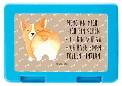 Produktbild von Mr. & Mrs. Panda Bento Box Corgi Po - Hundeglück - Geschenk, Vesperbox, Spruch, Bentobox, Süß, Positiv, Lunchbox, Brotbehälter, Snackbox, Hund, Sprüche