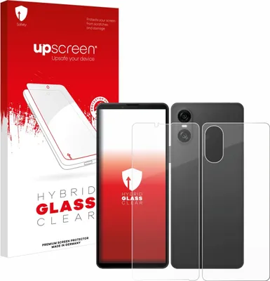 Produktbild von upscreen Schutzglas für Sony Xperia 10 VI (Display+Rückseite) Schutzfolie Panzer Folie Glas Display Schutz klar