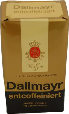 A bag of Dallmayr decaffeinated coffee.