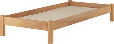 Produktbild von Einzelbett Bettrahmen 100x200 Buche natur Massivholzbett Futonbett Zubehör wählbar V-60.84-10Rollrost inkl.