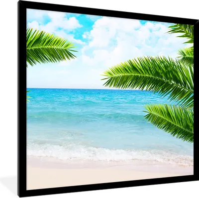 Produktbild von MuchoWow® Gerahmtes Poster Tropisch - Palme - Strand 40x40 cm - Poster mit Schwarzem Bilderrahmen Wandposter Rahmen Foto Bilder - Mit Rahmen - Wanddekoration Schlafzimmer