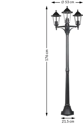 Image de Lampadaire extérieur Willow IP44 6 surfaces vitrées 3 lanternes candélabre réverbère luminaire de jardin lampe extérieur éclairage chemin allées cours
