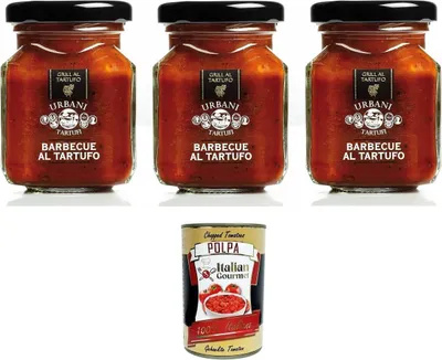 Produktbild von Urbani Tartufi- Salsa BBQ al tartufo Trüffel-BBQ-Sauce 3x 90gr + Italian Gourmet Polpa 400g