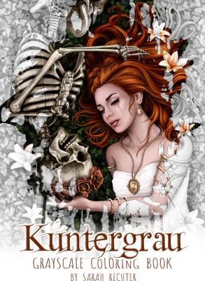 Produktbild von Ausmalbuch Kuntergrau A4 Graustufen mit Spiralbindung, 28 Illustrationen, heraustrennbare Seiten
