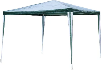 A green and white striped gazebo or tent.