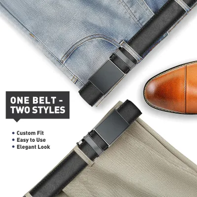 Produktbild von Nelbons Herren Gürtel,Leder Automatik Ratsche Gürtel Für Herren Kleid 30mm 1 1/8",Größe Angepasst