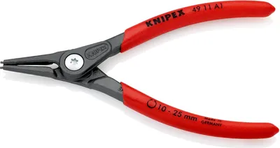 Produktbild von Knipex 49 11 A1, Sicherungsringzange, Chrom-Vanadium-Stahl, Kunststoff, Rot, 140 mm, 100 g