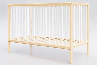 Łóżeczko Dominik biały/sosna 120x60 cm – funkcjonalne łóżeczko dziecięce z regulacją wysokości | Lettino – zdjęcie produktu 1