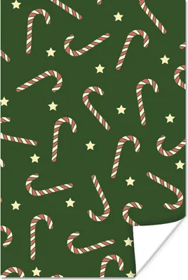Produktbild von MuchoWow® Poster Weihnachten - Zuckerstange - Muster 120x180 cm - Kunstposter