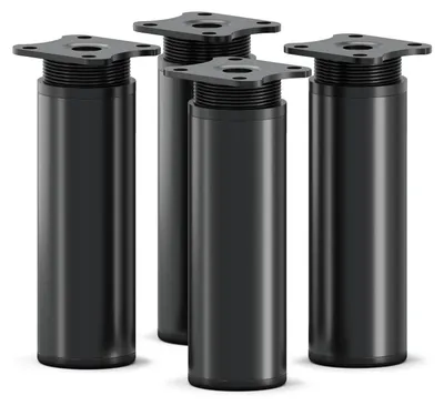 Produktbild von 4er Set sossai moderne runde Möbelfüße in Schwarzmatt 120mm höhenverstellbar Schrankfüße Sockelfüße