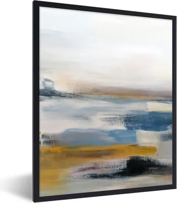 Produktbild von MuchoWow® Gerahmtes Poster Ölgemälde - Abstrakt 60x80 cm - Poster mit Schwarzem Bilderrahmen Wandposter Rahmen Foto Bilder - Premium - Wanddeko Wohnzimmer
