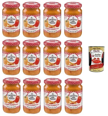 Produktbild von Le Conserve della Nonna- Crema di Peperoni Pfeffercreme für Nudeln, Reis und Croutons 12x 190gr + Italian Gourmet polpa 400g