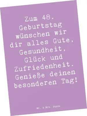 Produktbild von Mr. & Mrs. Panda Postkarte Spruch 48. Geburtstag - Lavendeltraum - Geschenk, bildkarte, Happy Birthday, Grußkarte, 48 Jahre, Ansichtskarte, Geburtstagsgeschenk, Feiern