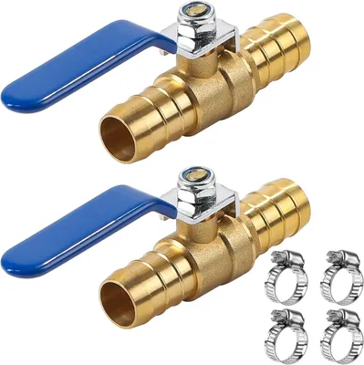 Productafbeelding van Kogelkraan, messing, 19 mm, 2 stuks, met blauwe hendel, voor waterleidingen