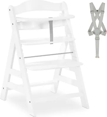 Obrázok produktu pre Hauck Alpha+, Tradičná vysoká detská stolička, Tvrdé sedadlo, Biela, Jednofarebné, 5-bodový, 90 kg