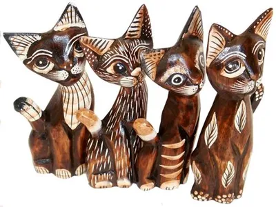 Produktbild von freche Deko-Katzen CHILL aus Holz im 4er-Set