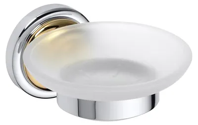Produktbild von Seifenschale Bemeta Retro, sandgestrahltes Glas/Gold/Chrom