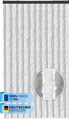 Obrázok produktu pre Flísová záclona (90x200 cm) dverová záclona "Svetlo šedá - biela" ako ochrana proti hmyzu pre balkón, terasu alebo karavan, obytný príves, pavilón
