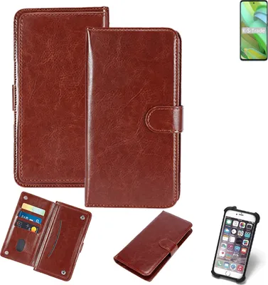 Produktbild von K-S-Trade 360° Hülle kompatibel mit Motorola Edge 2022 braun Kunstleder Case BookCase WalletCase Kunstlederederhülle Handyhülle, Rundumschutz