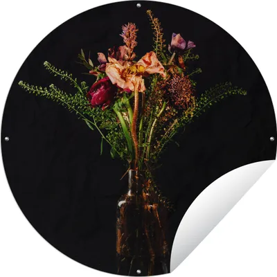 Produktbild von MuchoWow® Gartenposter Outdoor-Poster Rund Stilleben - Blumen - Vase Ø 90 cm Gartendeko Rundes Poster draußen
