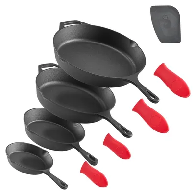 Produktbild von VEVOR Gusseisenpfanne Bratpfannen-Set (150/205 / 260/305 mm), Hochleistungs-Brat