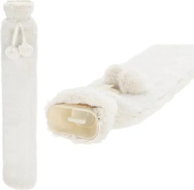 Produktbild von Wärmflasche weiß Schlauch Fell 72cm weich extra lang Winterzeit Wärme