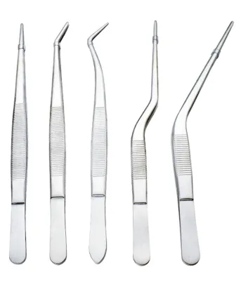 Produktbild von 5-teiliges Küchenpinzetten-Set aus Edelstahl, professionelles Kochpinzetten-Set für präzises Greifen beim Kochen, Backen, Anrichten und Dekorieren von Kuchen