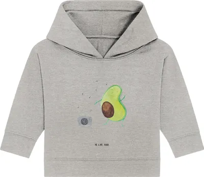 Produktbild von Mr. & Mrs. Panda Organic Baby Hoodie Avocado Tanzen 12. - 18. Monat - Heather Grey - Geschenk, Singen, Kapuzensweatshirt, Fröhlich, Musik, Party, Kapuzenshirt