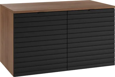Image de Meuble sous vasque Dover 80 x 44 x 46 cm - Chêne et noir - Meuble sous vasque suspendu