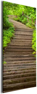 Produktbild von Wallario Premium Leinwandbild Steintreppe im Wald in Größe 30 x 75 cm