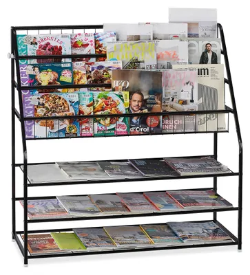 Zeitschriftenständer XL, Metall, 96x97x37 cm, schwarz, freistehend