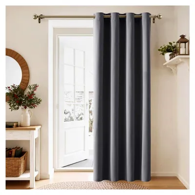 Produktbild von Verdunkelungsvorhang Grau Thermovorhang Kälteschutz 1 Stück H 210 x B 132 cm Türvorhang Blickdicht Ösenschal