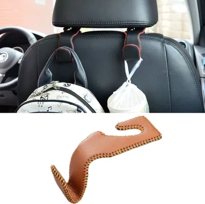 Image de Crochet d'appuie-tête de voiture Support de siège de voiture Cintre de siège arrière Suspension, Couleur:Marron