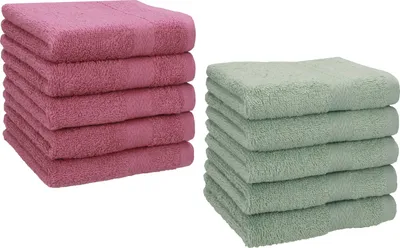 Produktbild von Betz 10 Stück Seiftücher 30x30 cm PREMIUM 100% Baumwolle  Farbe: beere und heugrün