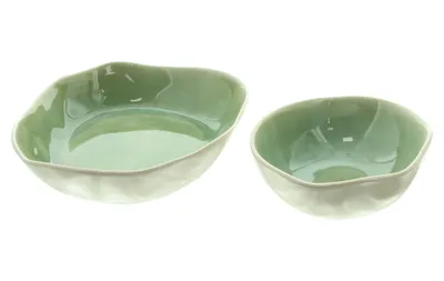 Produktbild von Schüssel Organic, 2er Set, glänzend lackiertes Steingut, Maße: 15 x 13 x 6 cm, 21 x 19 x 5 cm, spülmaschinengeeignet