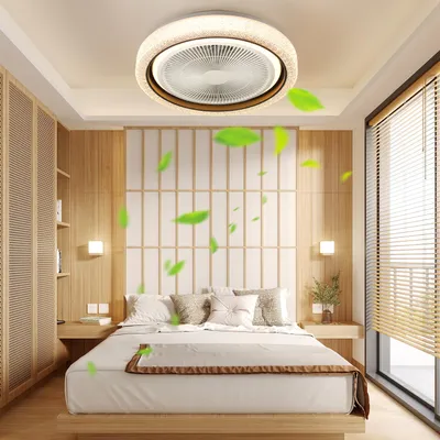 Produktbild von 55W RGB LED Deckenleuchte mit Bluetooth Lautsprecher, Luftzirkulations Deckenventilator 50cm, RGB Dimmbar LED Deckenventilator  mit APP