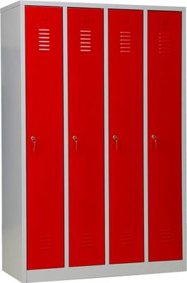 Gürkan Spind lichtgrau, feuerrot 105034, 4 Schließfächer 117,0 x 50,0 x 180,0 cm