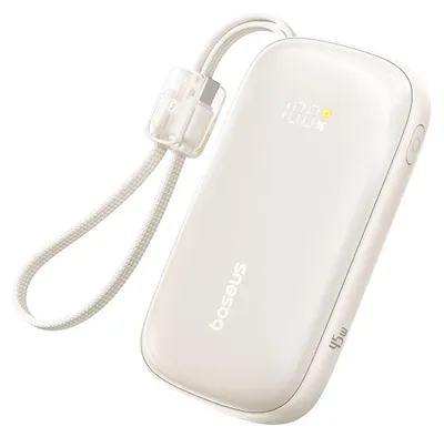 Immagine prodotto di Baseus – Power Bank EnerFill FC21 Qpow 3 Ultra con cavo staccabile, 10000 mAh, 45 W, USB + USB-C – titanio naturale