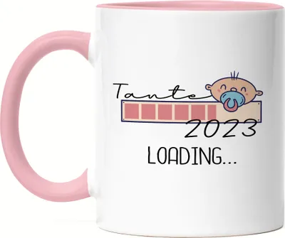 Produktbild von Tante Loading 2023 Tasse Rosa für werdende Tanten zur Geburt Nichte Neffe Babynews Ich werde Tante Geschenk Tasse