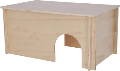 Image de Petite niche en bois naturel - 50 x 29 x 24 cm - Pour petits animaux de compagnie - Bois naturel - Petite niche